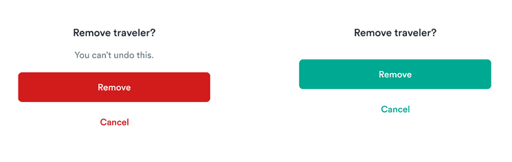 A dialog with a warning in the description stating 'You can't do this' and the button is marked as critical (meaning a destructive action).