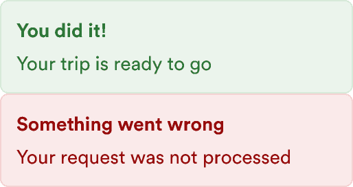 Success and critical alerts without icons are not clear without color.